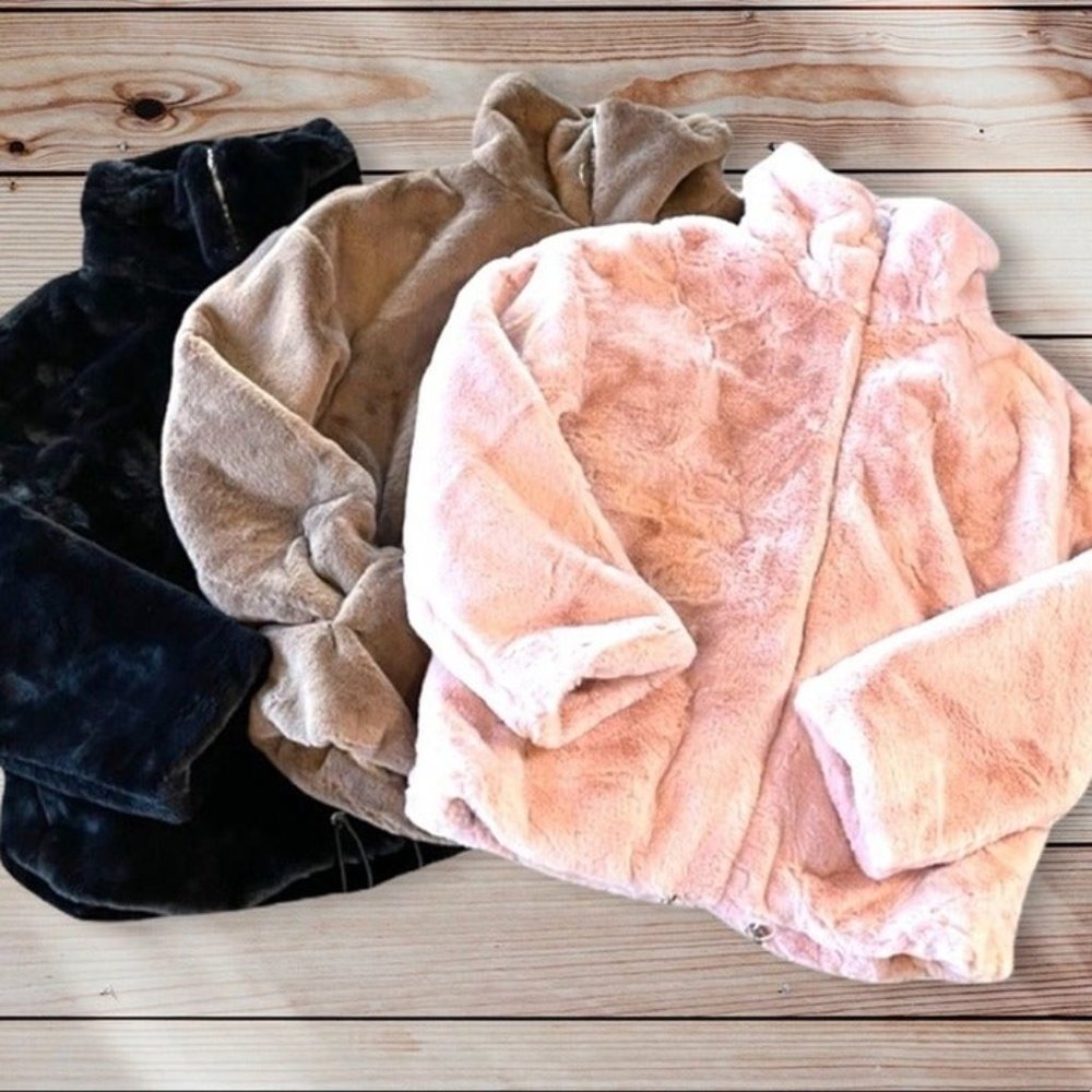 Pink Beige Black Thick Plush Soft Jacket Pink Small Medium Large